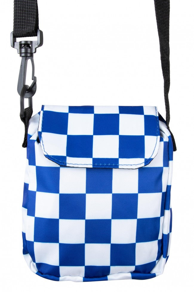 Tasje blauw / wit geblokt