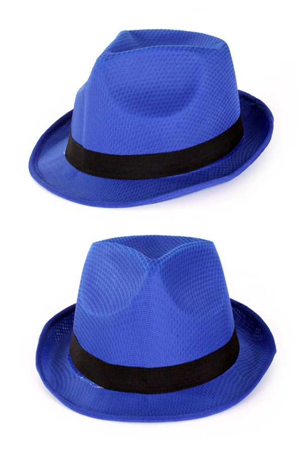 Gleufhoedje blauw met zwarte band