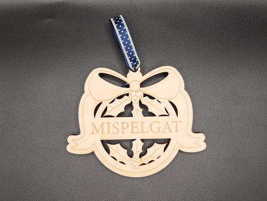 Kerstbal mispelgat strik