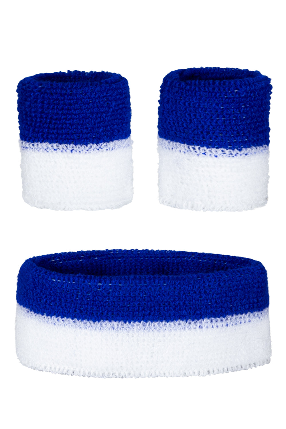 Zweetbandjes set blauw wit 3-dlg