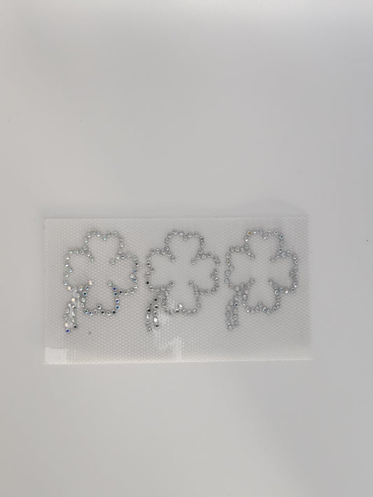 Strass embleem klavertjes 3x zilver