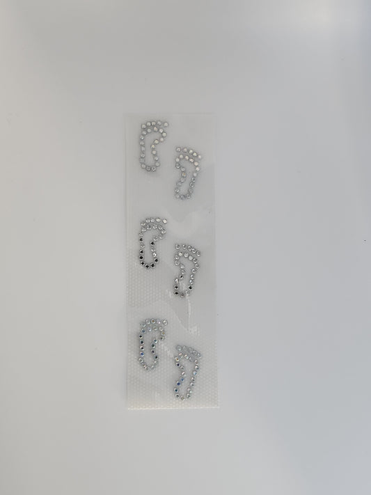 Strass embleem voetjes zilver