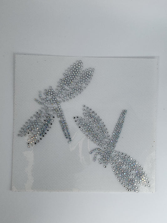 Strass embleem libelle's zilver