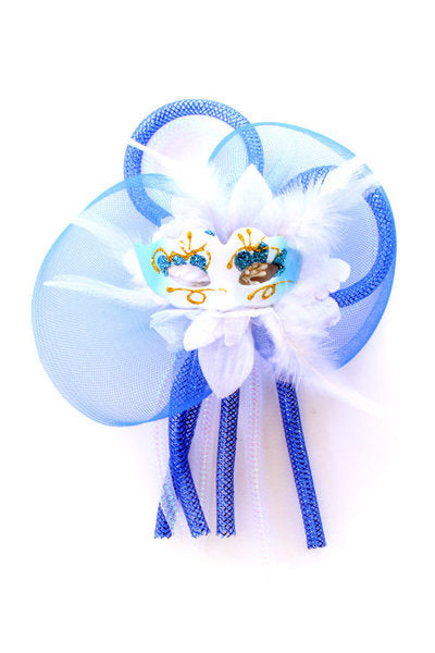 Broche masker blauw wit